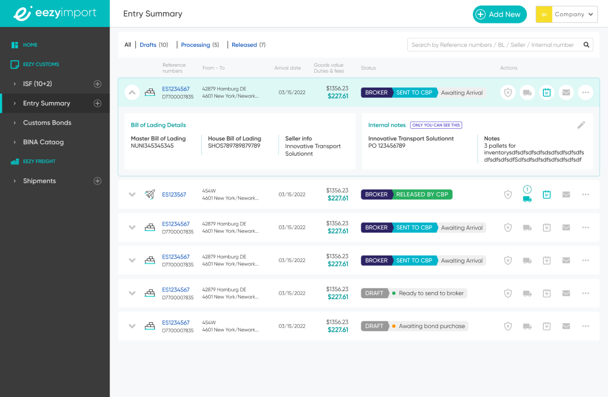 The live list of filings